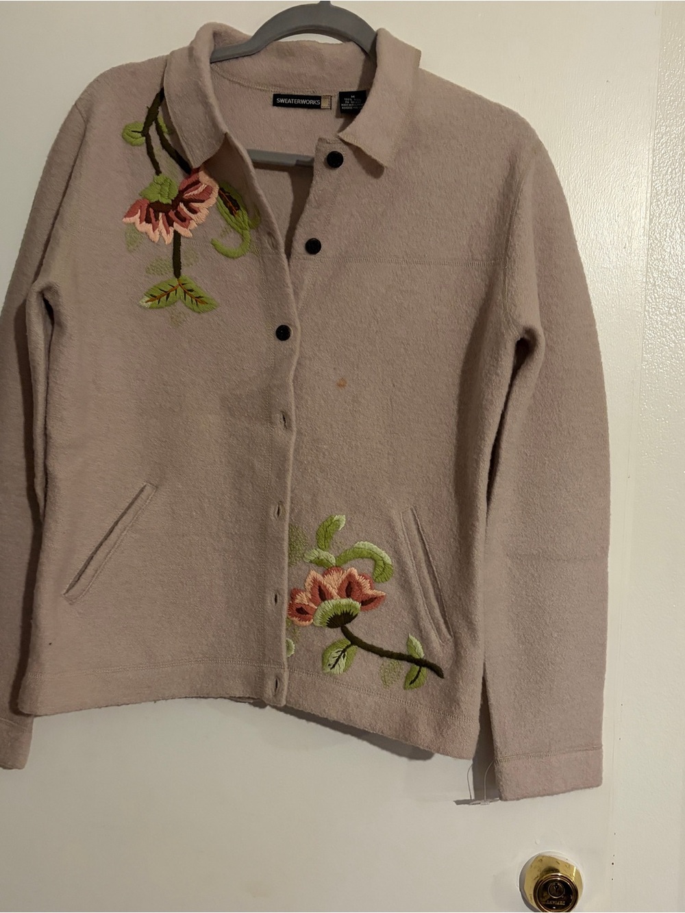Sweaterworks Light Blush Wool Sweater Jacket